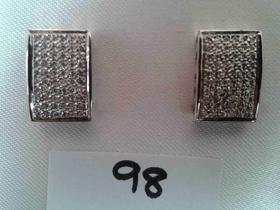 PENDIENTES ORO BLANCO RECTANGULARES EN PAVÉE DE BRILLANTES 0.38CT CON CIERRE  1/2 OMEGA. FOTO 98                                                                                                                                                                                                                                                                                                  en Valladolid