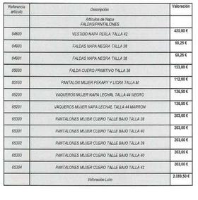 12 FALDAS/PANTALONES DE NAPA SEGÚN RELACIÓN.                                                                                                                                                                                                                                                                                                                                                      en Valladolid