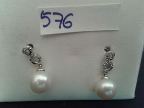 PENDIENTES LARGOS ORO BLANCO PERLAS Y MARQUESITAS BRILLANTES 0.06CT. CIERRE   A PRESIÓN. FOTO 576                                                                                                                                                                                                                                                                                                 en Valladolid