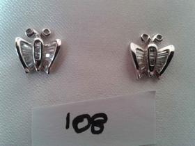 PENDIENTES MARIPOSA ORO BLANCO 18 KILATES. CIERRE A PRESIÓN ALAS CON          DIAMANTES BAGUETTE. FOTO 108                                                                                                                                                                                                                                                                                        en Valladolid