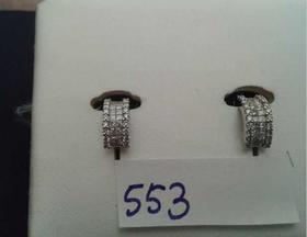 PENDIENTES ORO BLANCO DE AROS PEQUEÑOS CON BRILLANTES DE 0,70 CTS. CIERRE     ANCHO. Nº FOTO 553                                                                                                                                                                                                                                                                                                  en Valladolid