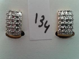 PENDIENTES CORTOS ORO BLANCO PAVÈE RECTANGULAR CON CIERRE OMEGA. FOTO 134                                                                                                                                                                                                                                                                                                                         en Valladolid