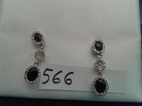 PENDIENTES LARGOS ORO BLANCO BRILLANTES 0.25 CT Y ZAFIROS 1.45 CT. FOTO 566                                                                                                                                                                                                                                                                                                                       en Valladolid